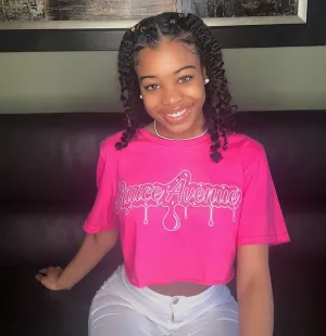 White SA Drip Outline | Pink Tee