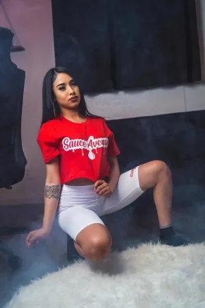 White SA Drip | Red Tee
