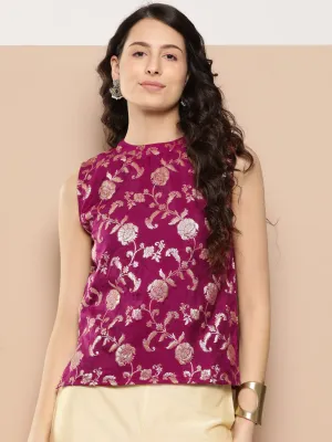 Wine Brocade Halter Top