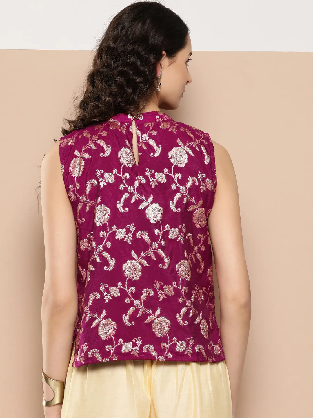 Wine Brocade Halter Top
