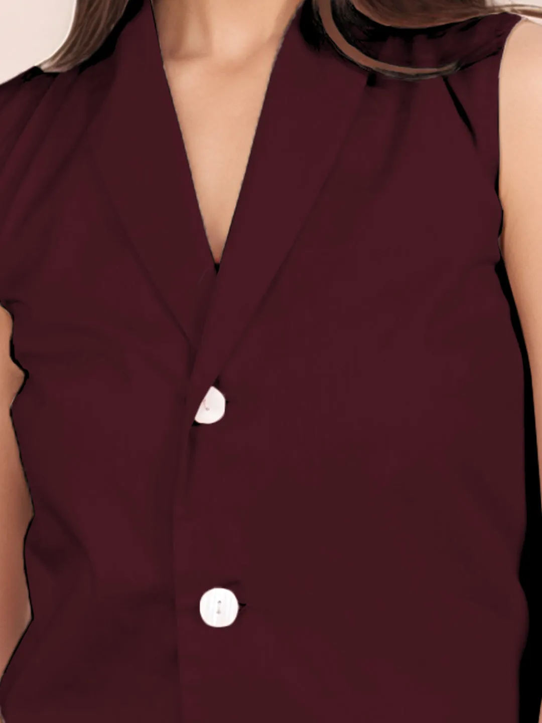 Wine Solid Sleeveless Top
