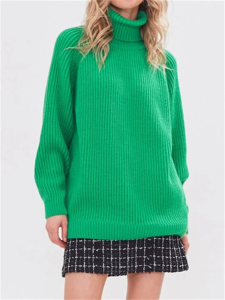 Winter High Collar Candy Color Knitted Sweaters for Sweet Lady