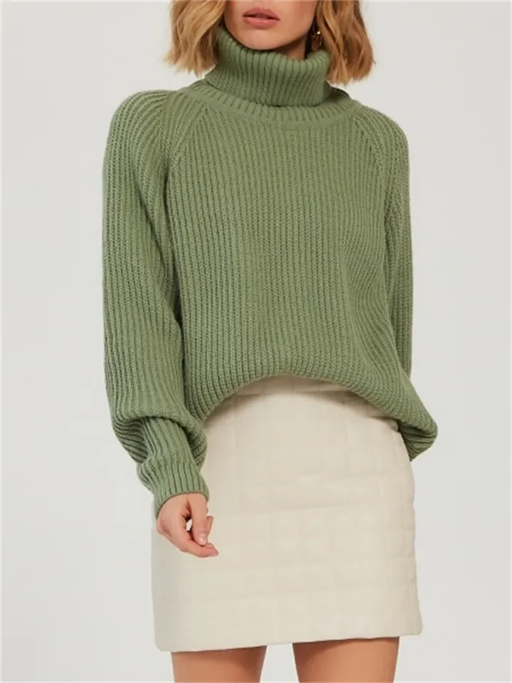 Winter High Collar Candy Color Knitted Sweaters for Sweet Lady