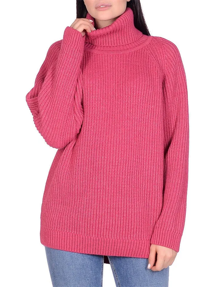 Winter High Collar Candy Color Knitted Sweaters for Sweet Lady