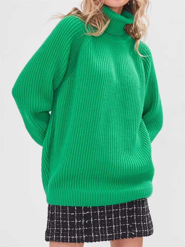 Winter High Collar Candy Color Knitted Sweaters for Sweet Lady