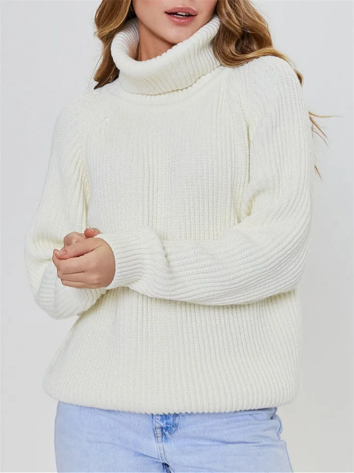 Winter High Collar Candy Color Knitted Sweaters for Sweet Lady