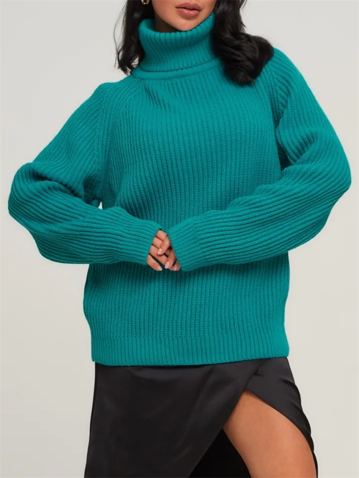 Winter High Collar Candy Color Knitted Sweaters for Sweet Lady