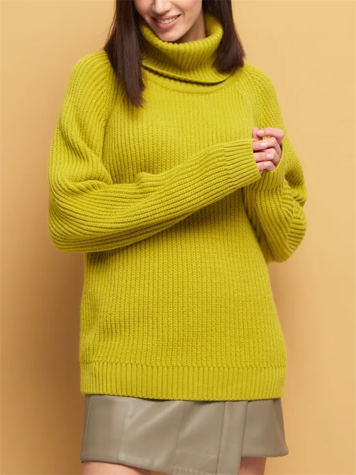 Winter High Collar Candy Color Knitted Sweaters for Sweet Lady