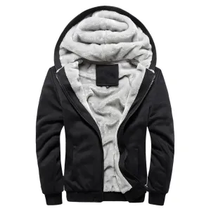 Winter Men's Thick Fleece Zip-Up Hoodie Jacket - Warm Casual Sportswear for Outdoor Activities