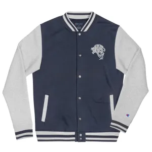 Women's Embroidered Champion Bomber Jacket - Grey/Blue
