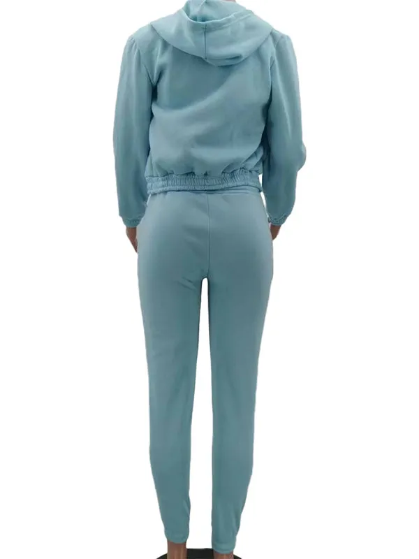 Women's Knitted Casual Sports Fleece Hooded Three-piece Suit  