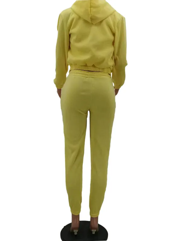 Women's Knitted Casual Sports Fleece Hooded Three-piece Suit  