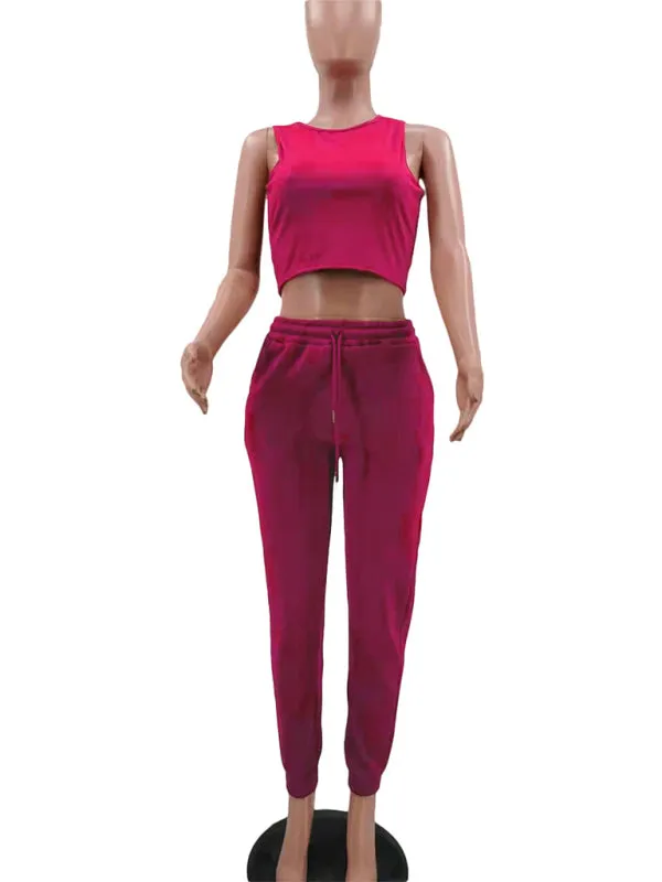 Women's Knitted Casual Sports Fleece Hooded Three-piece Suit  