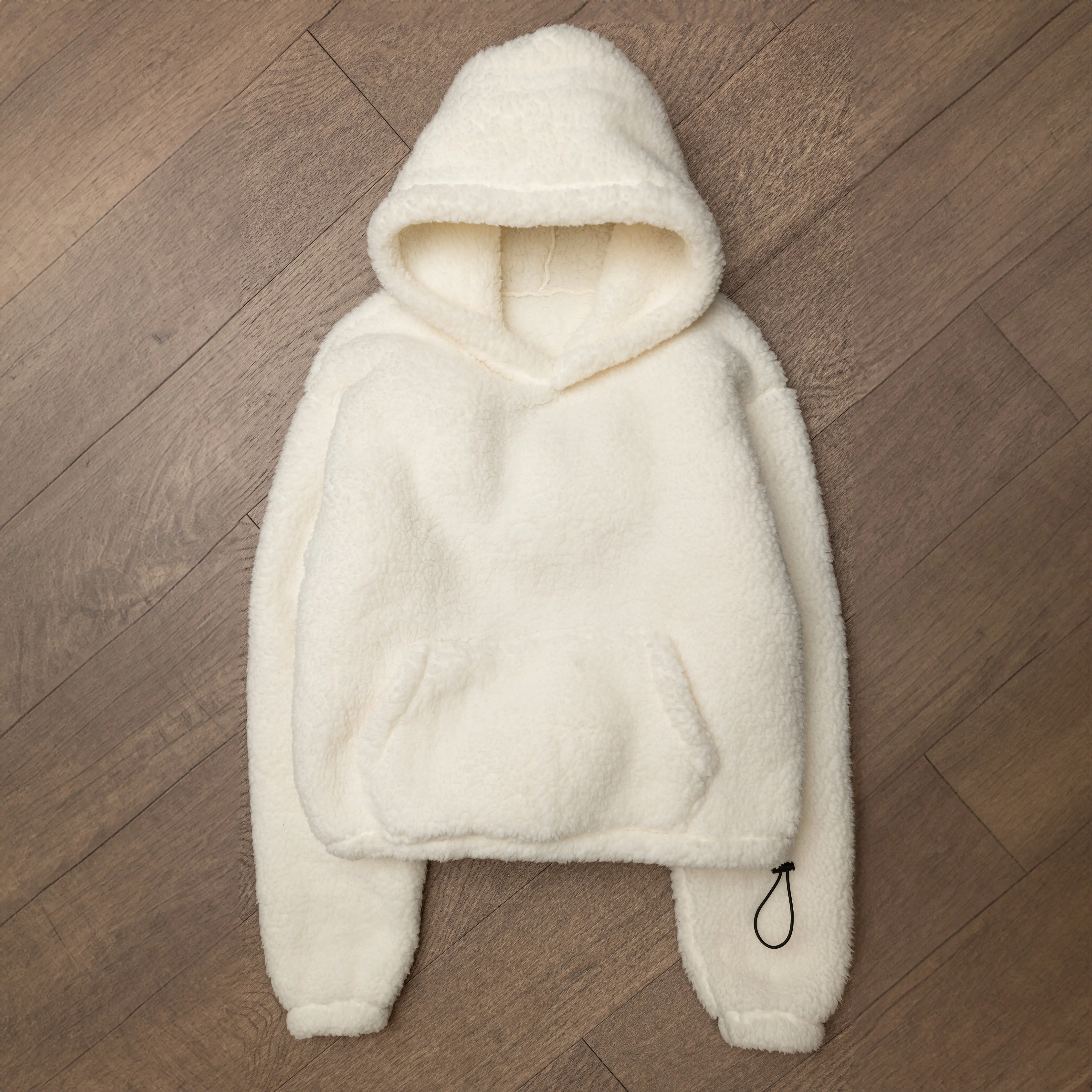 Womens Micro-poly Sherpa Fleece Hoodie - Egret