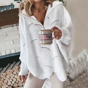 Women's Reina Wide V-Neck Zip Sweater