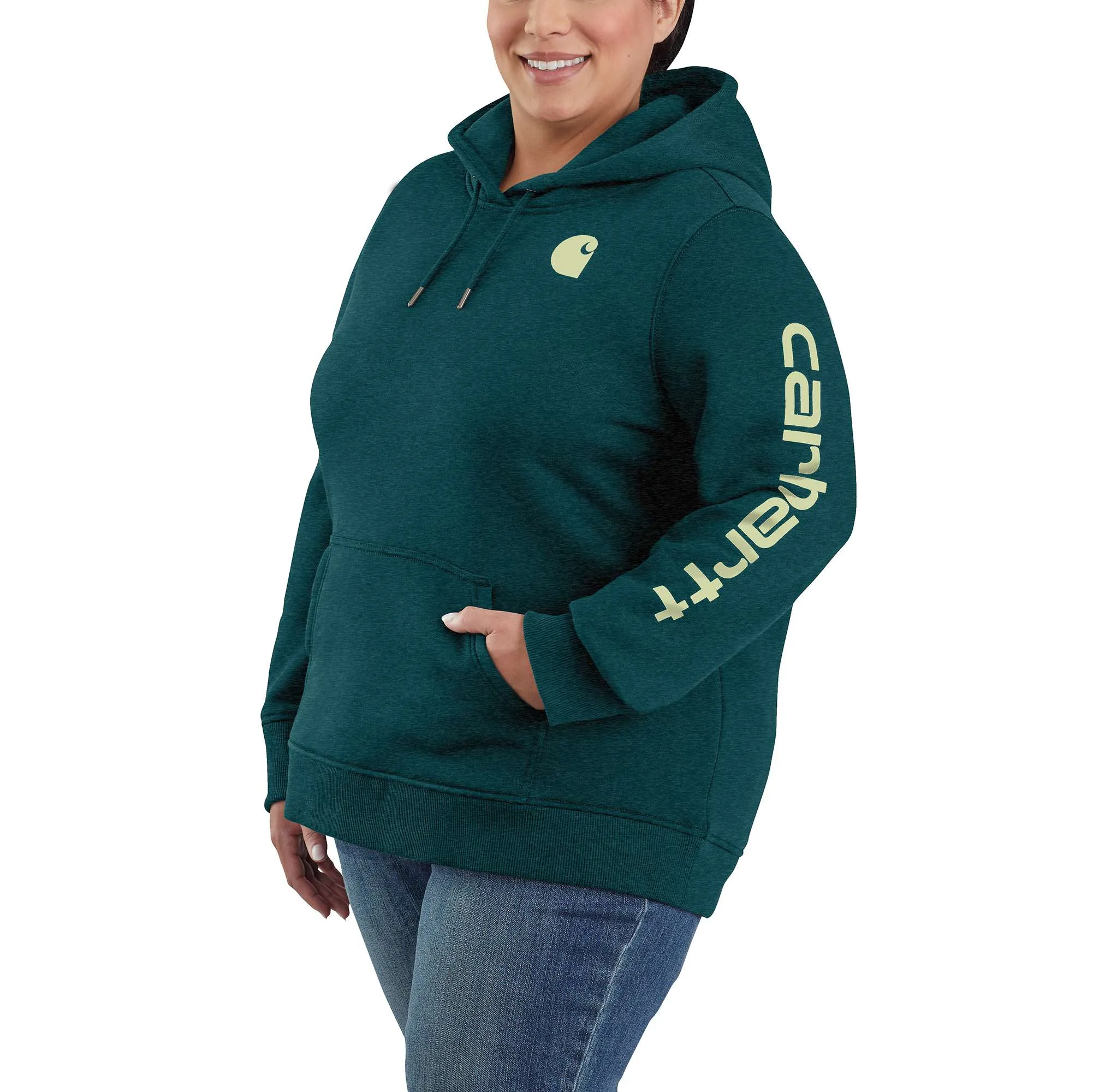 Women's Relaxed Fit Midweight Logo Sleeve Graphic Hoodie