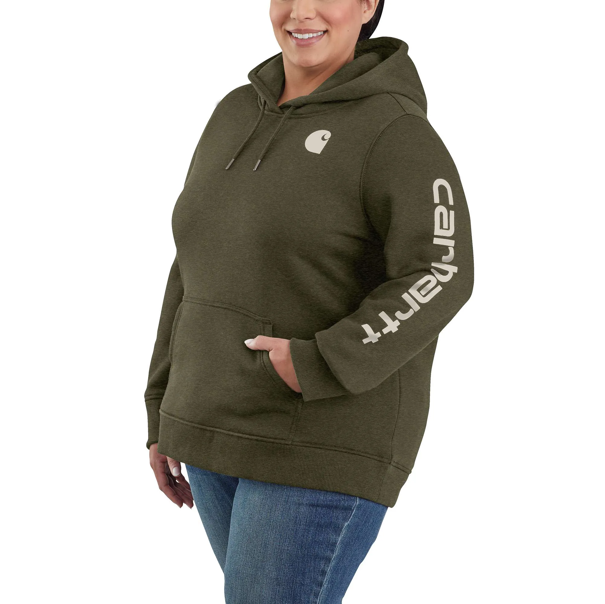 Women's Relaxed Fit Midweight Logo Sleeve Graphic Hoodie
