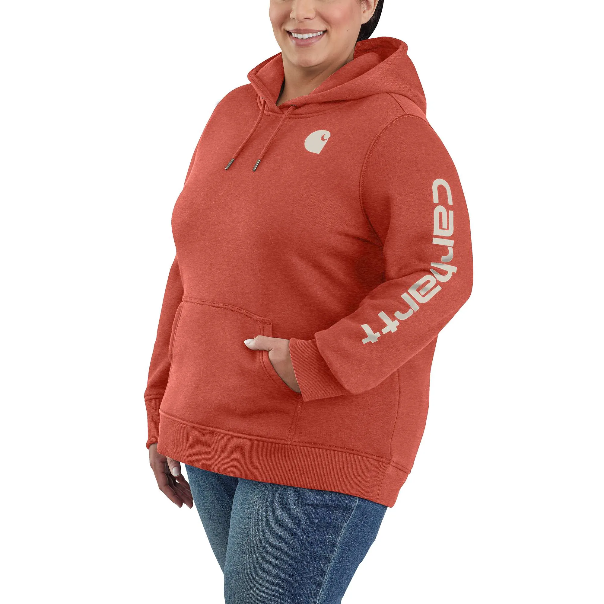 Women's Relaxed Fit Midweight Logo Sleeve Graphic Hoodie