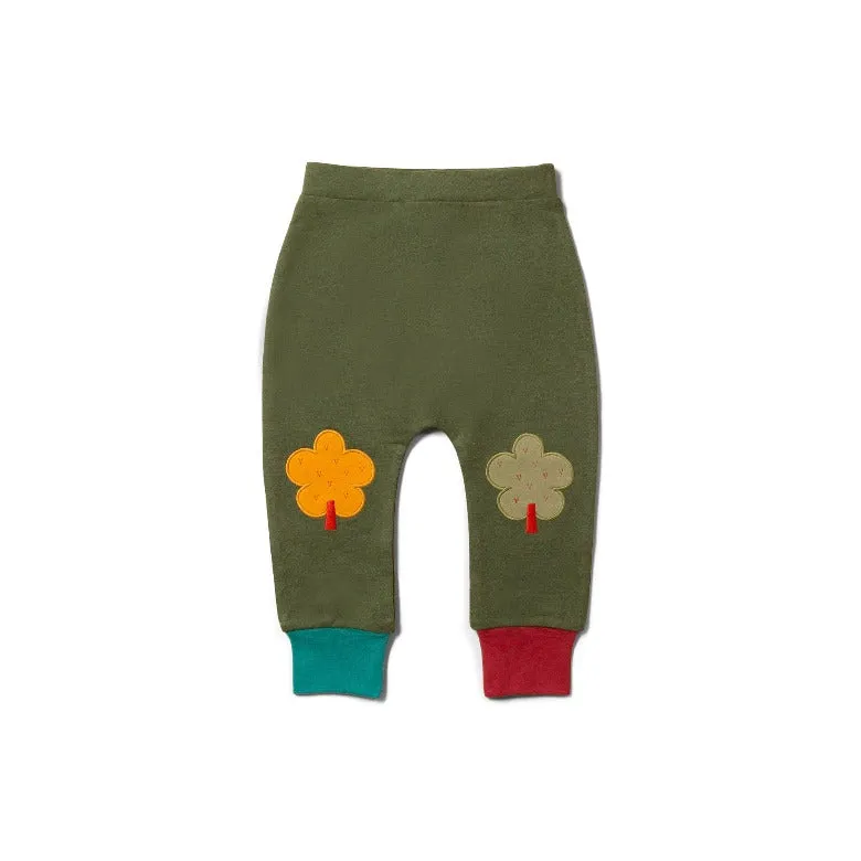Woodland Green Leaf Knee Patch Joggers by Little Green Radicals