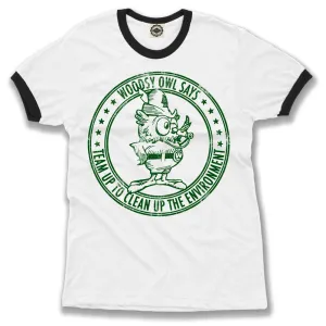 Woodsy Owl "Team Up To Clean Up" Men's Ringer Tee