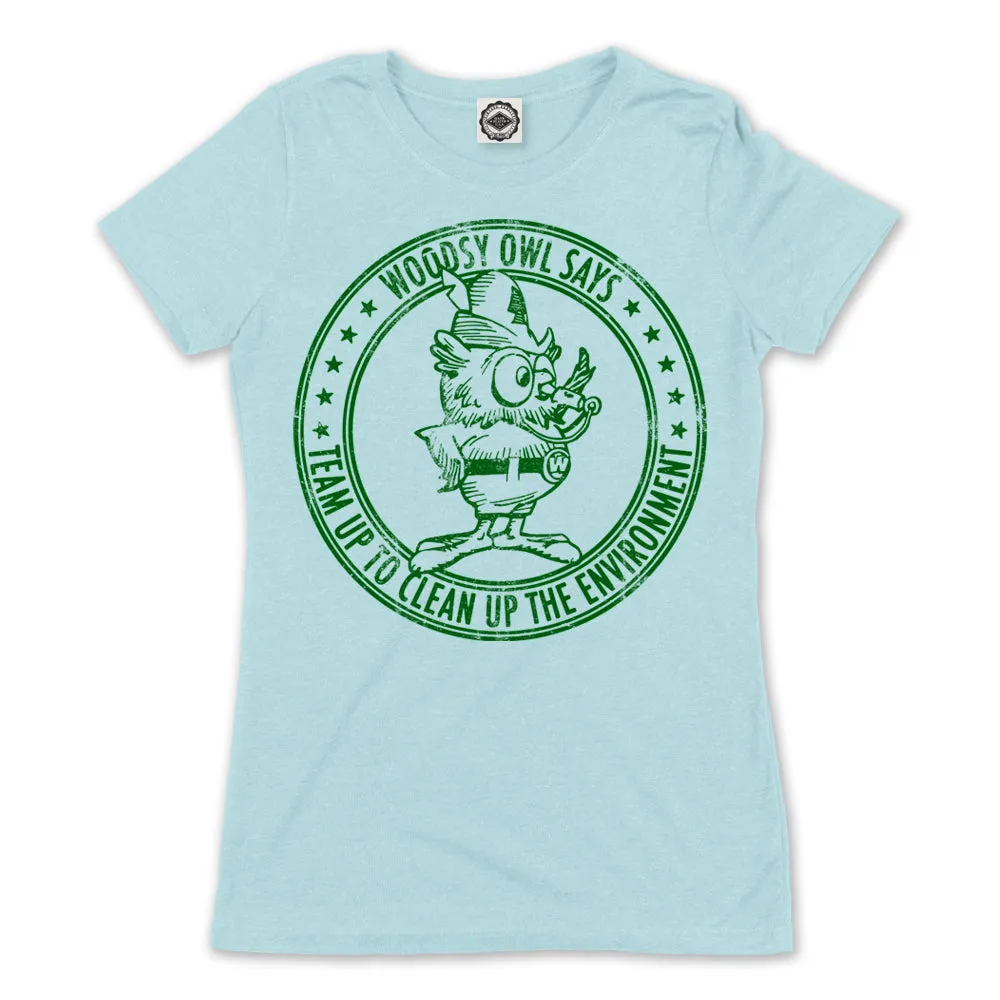 Woodsy Owl "Team Up To Clean Up" Women's Tee