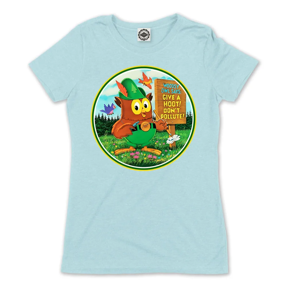 Woodsy Owl Retro 70's Logo Women's Tee