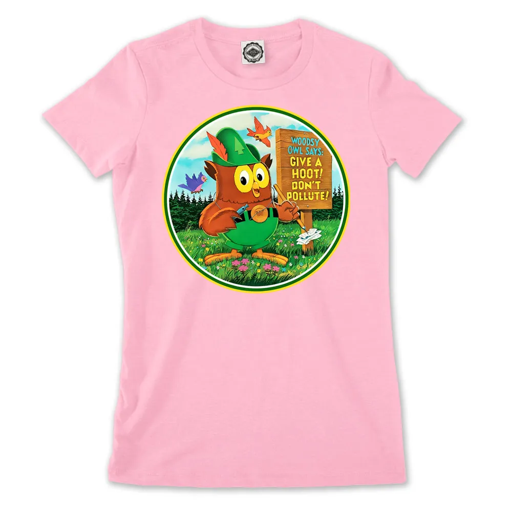 Woodsy Owl Retro 70's Logo Women's Tee