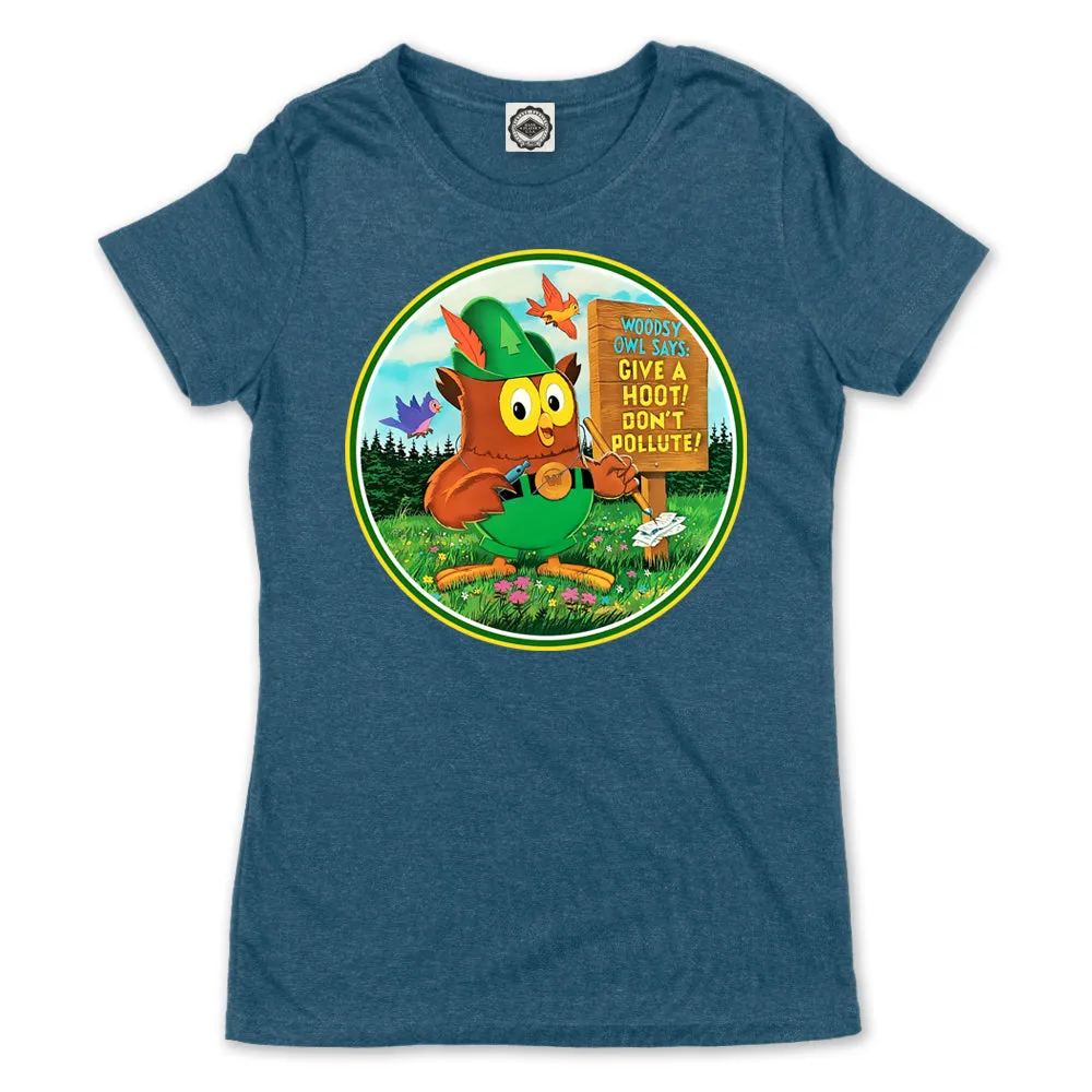 Woodsy Owl Retro 70's Logo Women's Tee