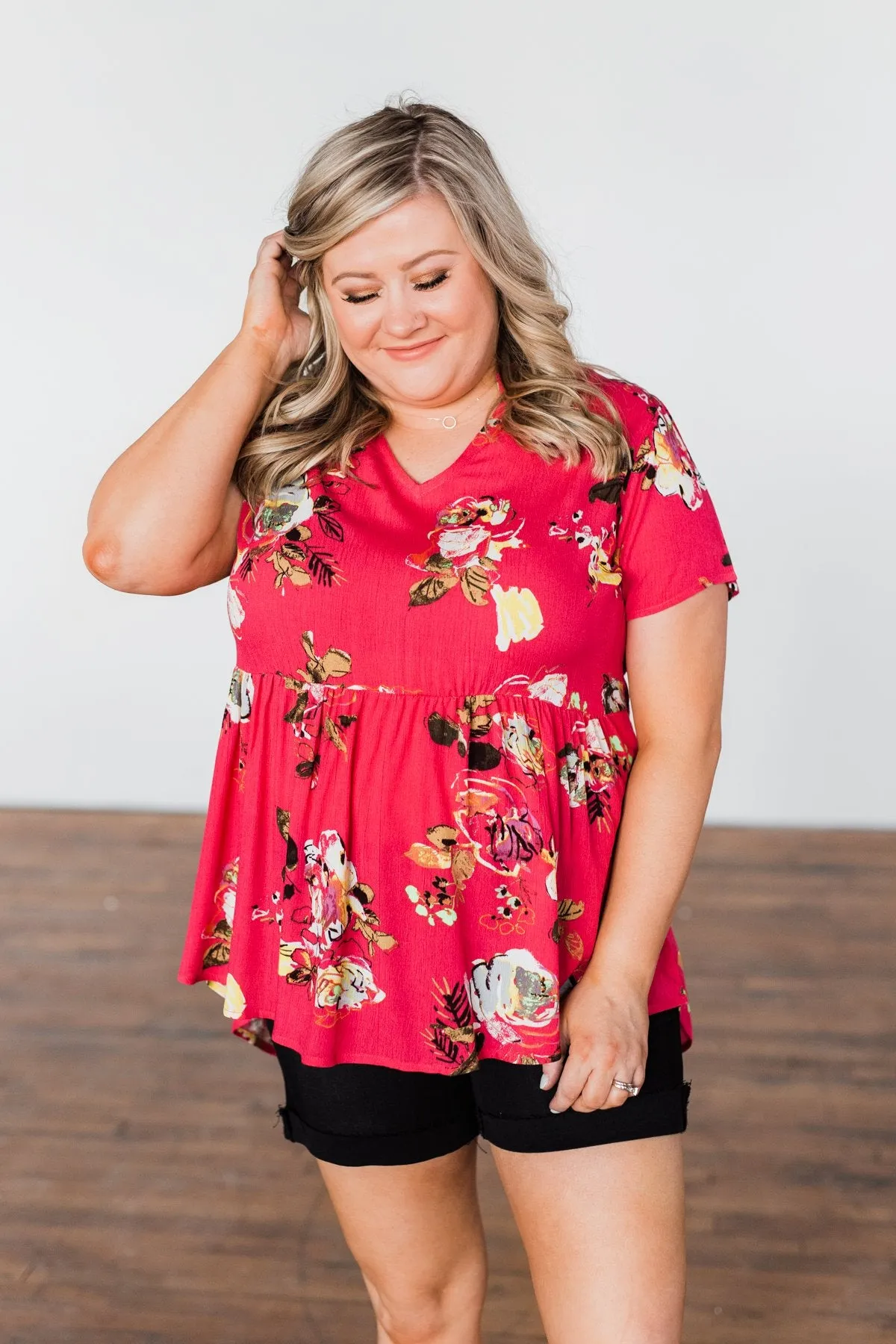 World To See Floral Babydoll Top- Coral