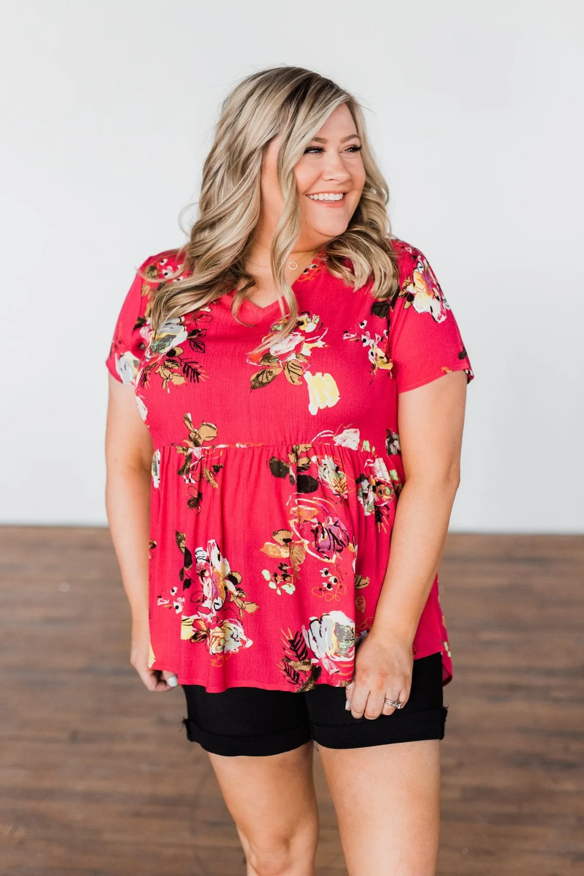 World To See Floral Babydoll Top- Coral