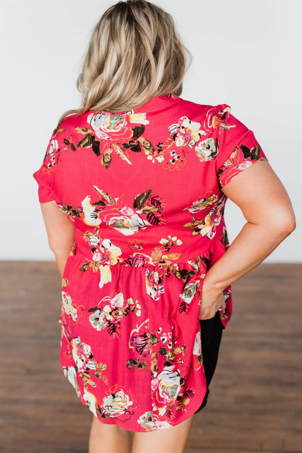 World To See Floral Babydoll Top- Coral
