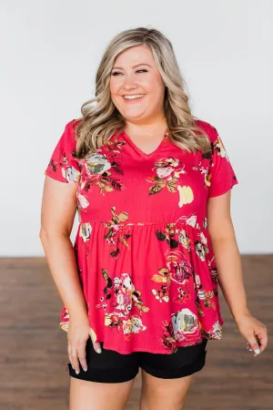 World To See Floral Babydoll Top- Coral