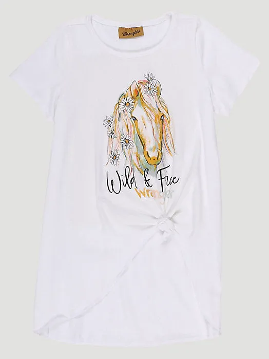 Wrangler Girls Wild and Free Horse Graphic T-Shirt In White