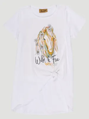 Wrangler Girls Wild and Free Horse Graphic T-Shirt In White
