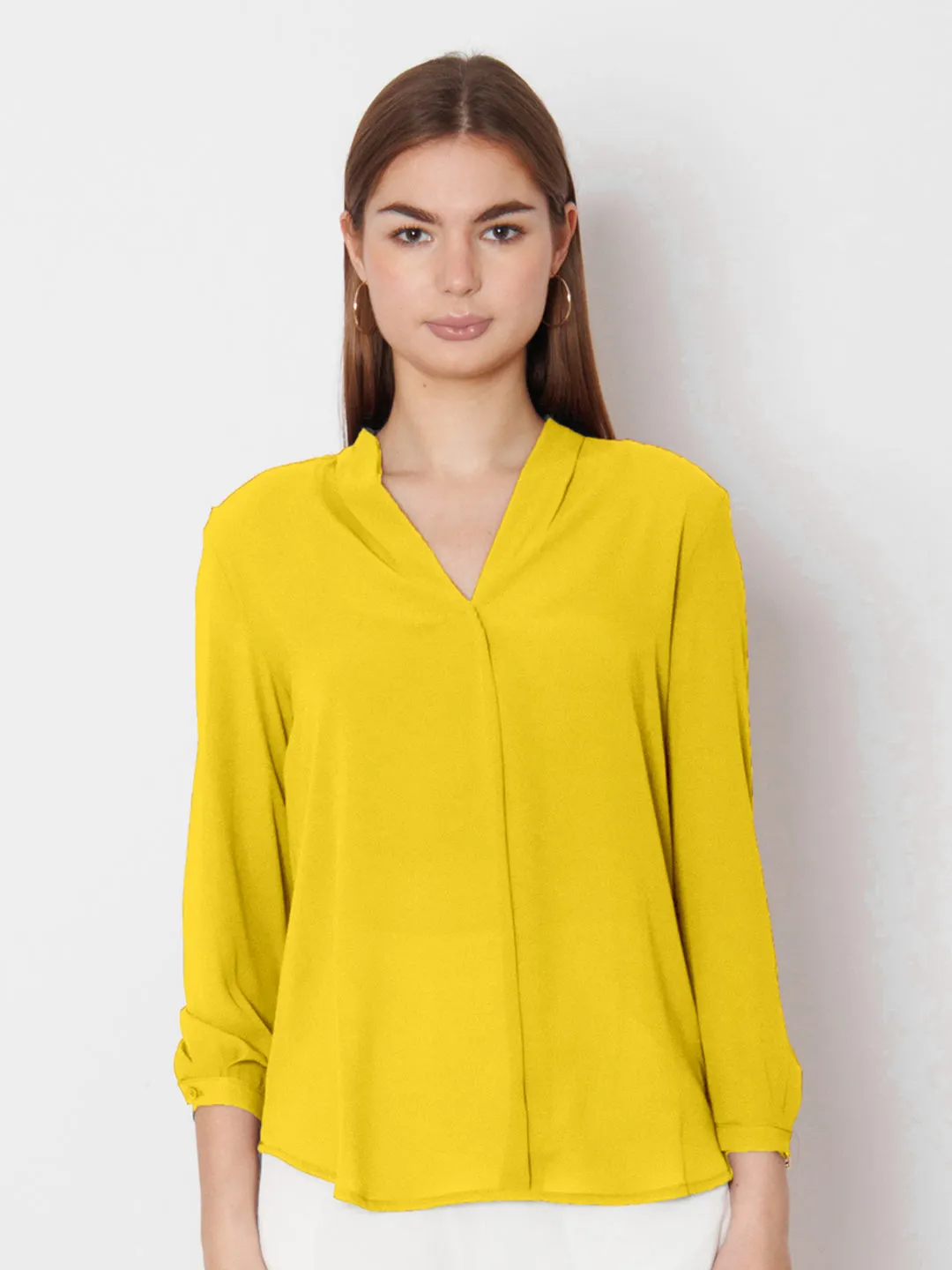 Yellow Solid Straight Fit Top
