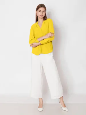Yellow Solid Straight Fit Top