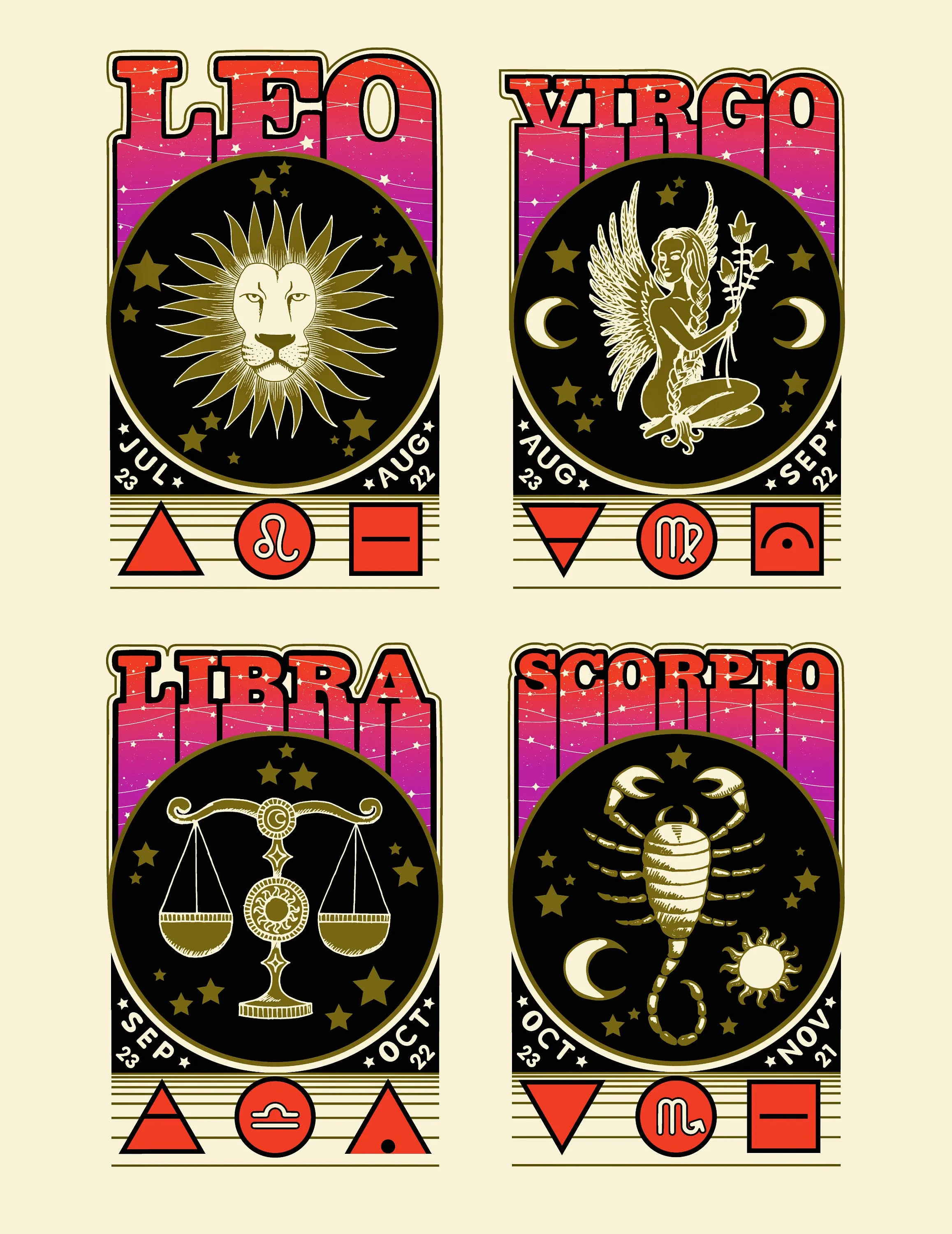 Zodiac Tee Range - Soft Cream